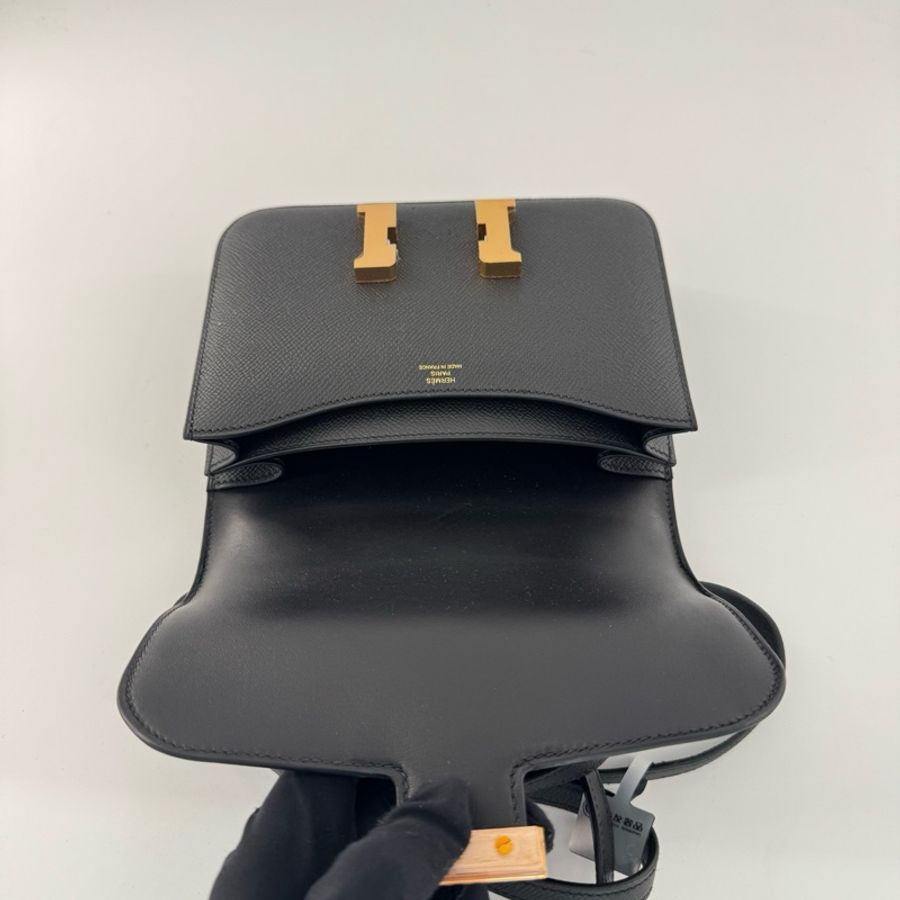 99新閑置品Hermes constance mini愛馬仕康康19 黑色金扣 Ep皮-4