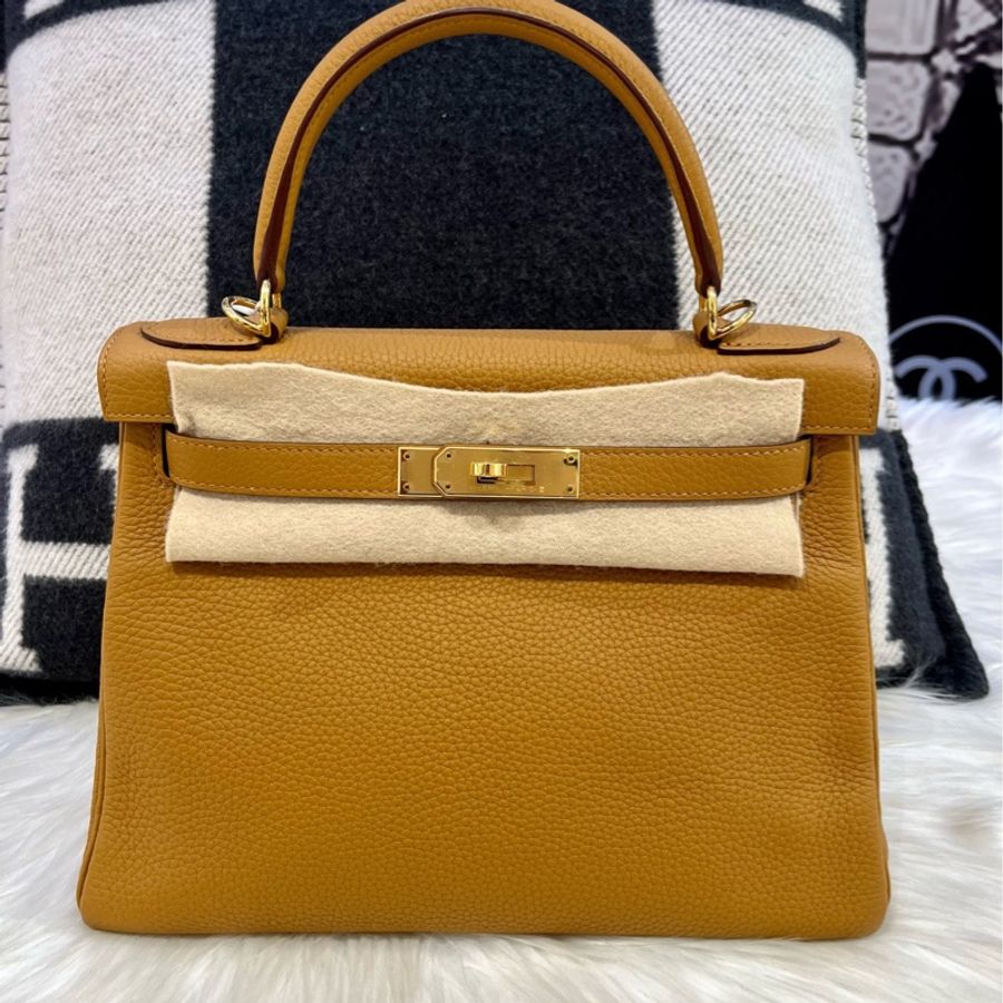 hermes 愛馬仕 Kelly28 芝麻色 金扣 togo Y 閒置-10