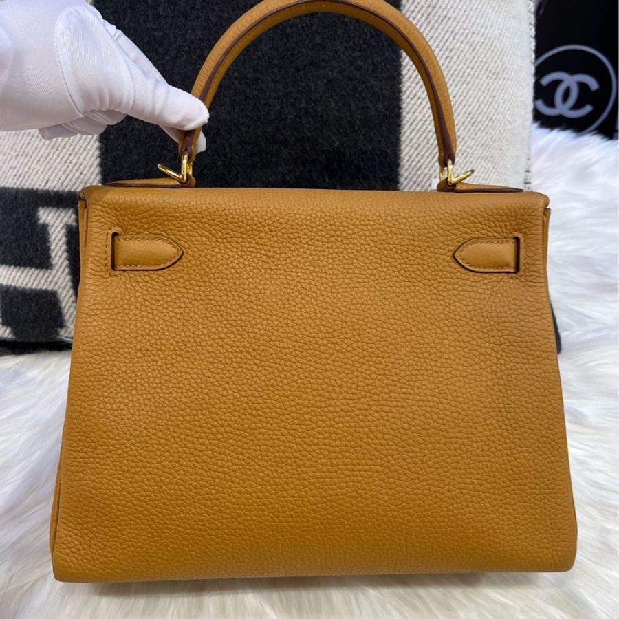 hermes 愛馬仕 Kelly28 芝麻色 金扣 togo Y 閒置-11