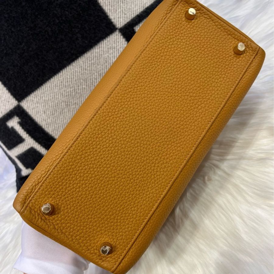 hermes 愛馬仕 Kelly28 芝麻色 金扣 togo Y 閒置-12