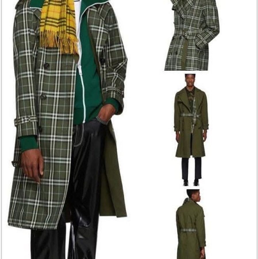 BURBERRY 英國男款橄欖綠雙穿長風衣50-0