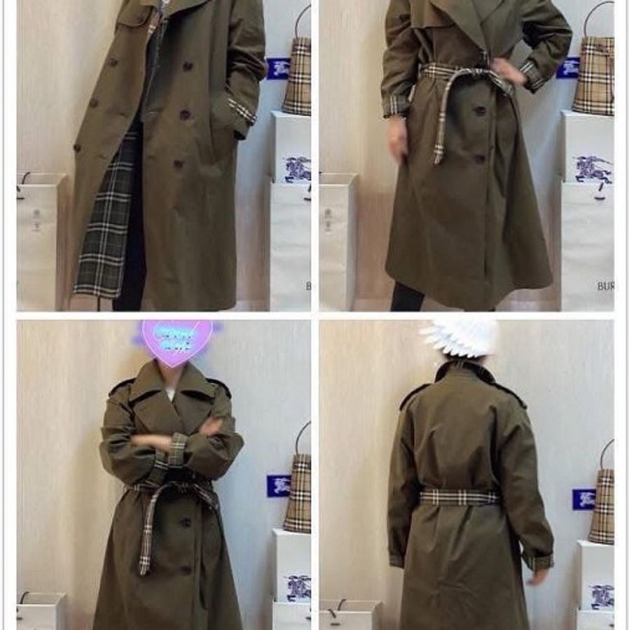 BURBERRY 英國男款橄欖綠雙穿長風衣50-2