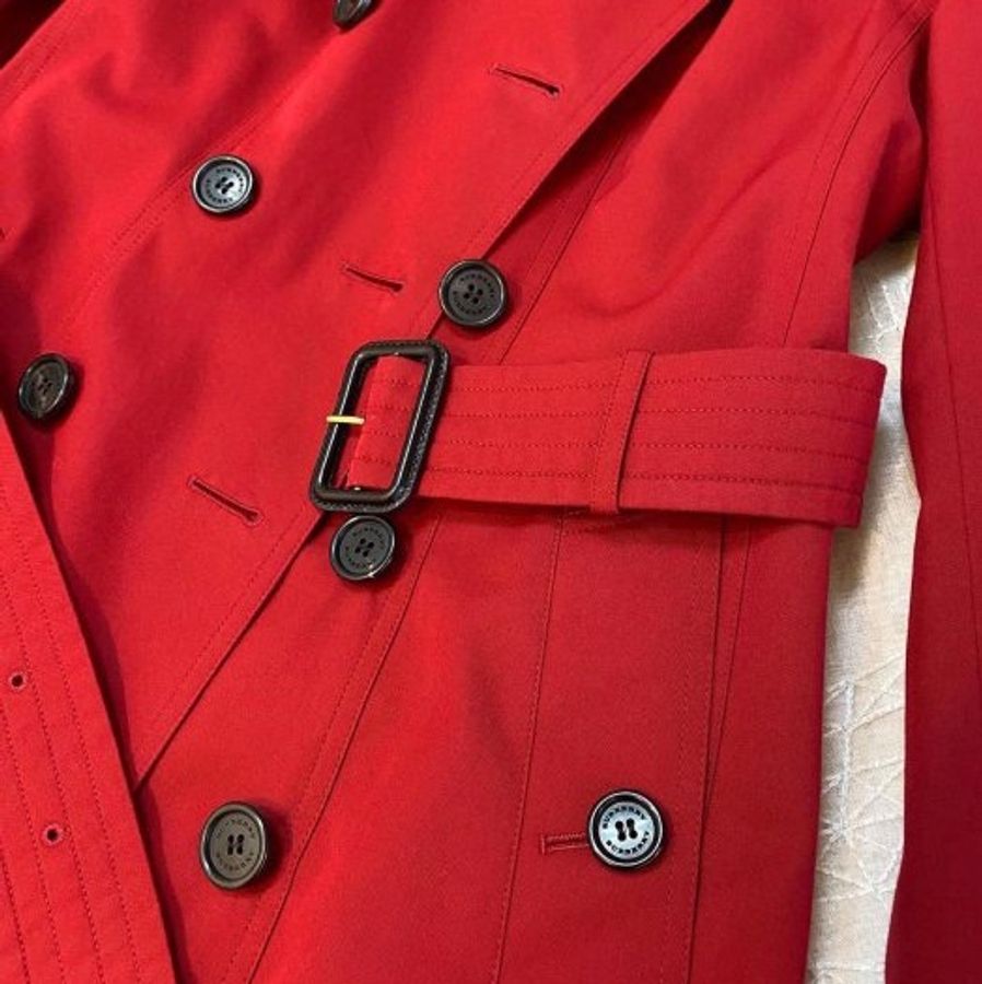 BURBERRY英國黑標Sandringham繽紛紅風衣UK6-11