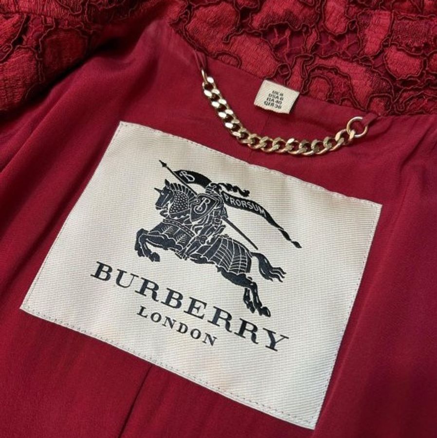 BURBERRY英國紅色蕾絲風衣UK8-12