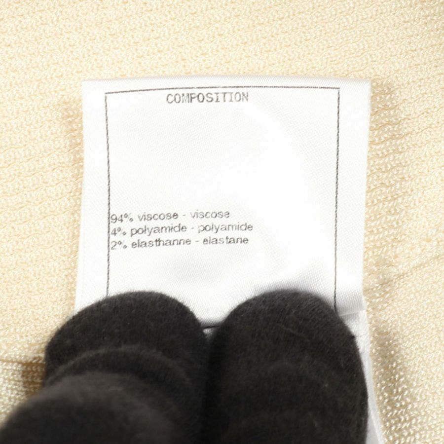 香奈兒 COCO 標誌紐扣開襟衫,黏膠米色,#36,二手女款-3