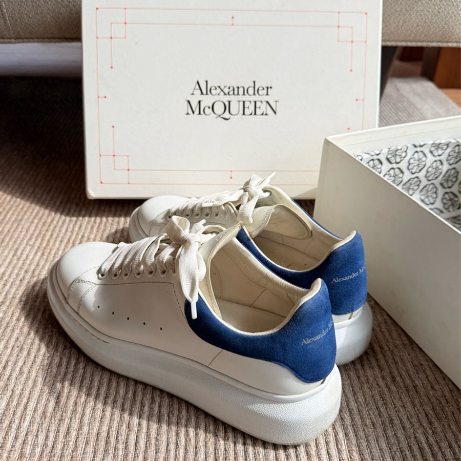 Alexander McQueen 藍尾小白鞋 EU41 休閒鞋 厚底-0