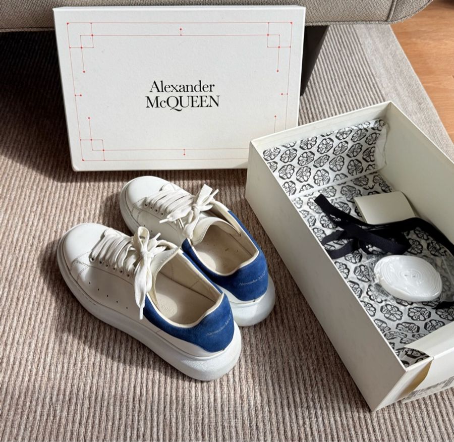 Alexander McQueen 藍尾小白鞋 EU41 休閒鞋 厚底-1