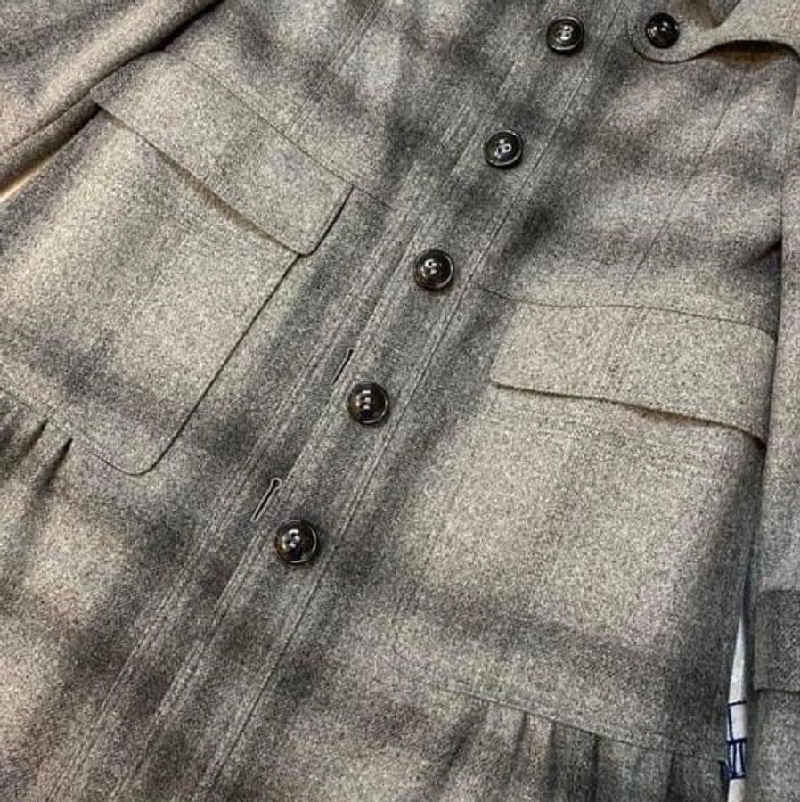 BURBERRY英國黑標灰格紋洋裝大衣UK4-7