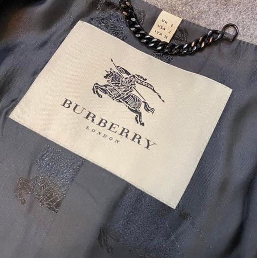 BURBERRY英國黑標灰格紋洋裝大衣UK4-11