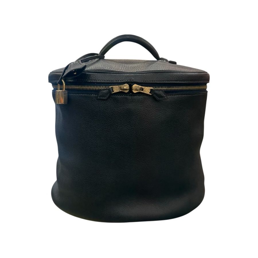 Hermès 中古黑色手提化妝包-1