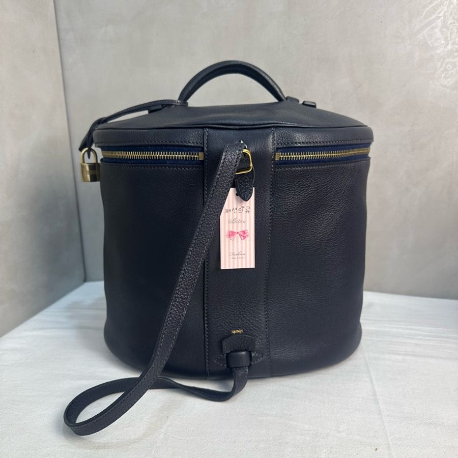 Hermès 中古黑色手提化妝包-5
