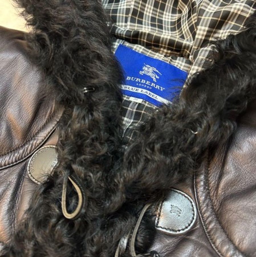 BURBERRY BLUE LABEL黑色連帽皮衣38-9