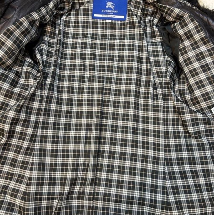 BURBERRY BLUE LABEL黑色連帽皮衣38-11