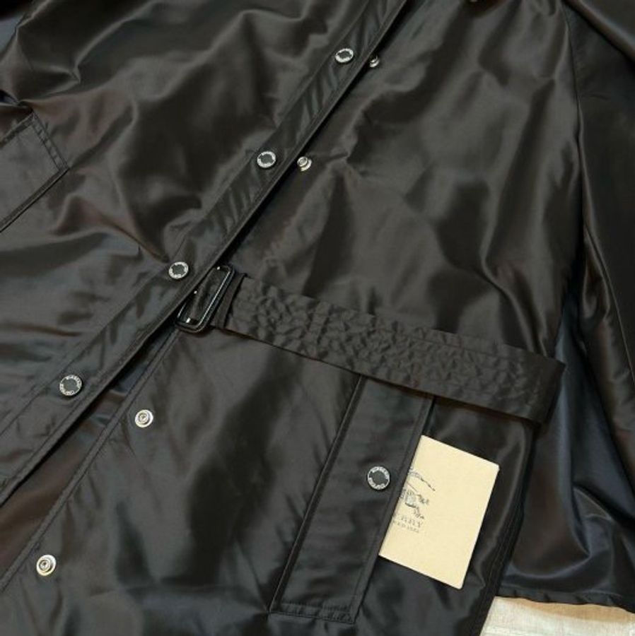 BURBERRY英國黑色輕盈斗篷風衣UK8-7
