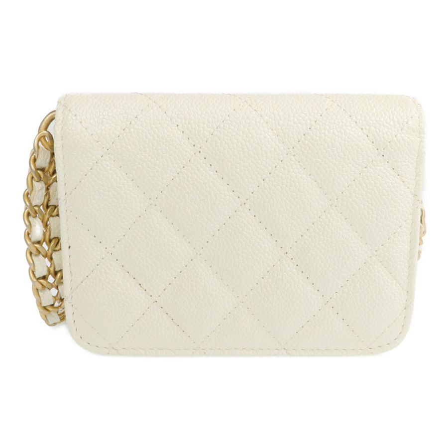 CHANEL 牛皮皮革Chain Shoulder金扣鏈帶肩背袋-1