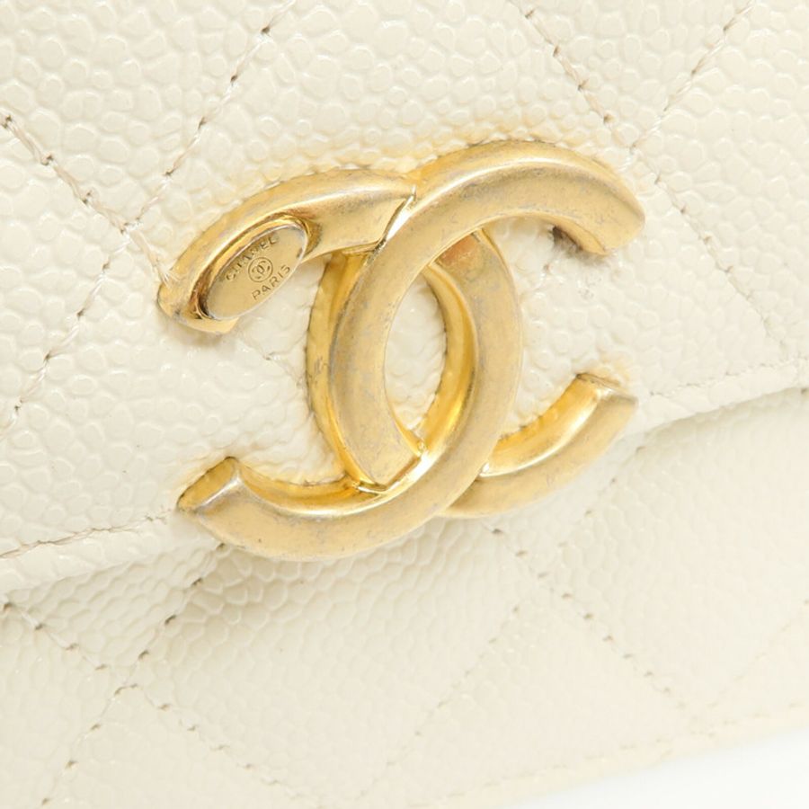CHANEL 牛皮皮革Chain Shoulder金扣鏈帶肩背袋-8