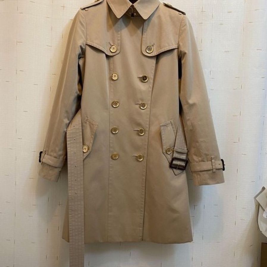 BURBERRY LONDON蜜色金釦風衣36-3