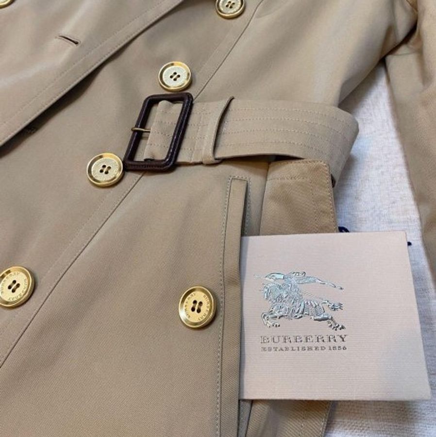 BURBERRY LONDON蜜色金釦風衣36-10