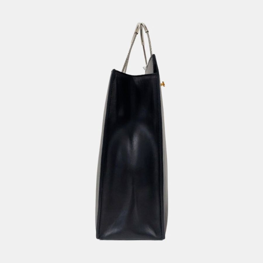 BALENCIAGA托特包黑色牛皮手提包金色銀色五金-2