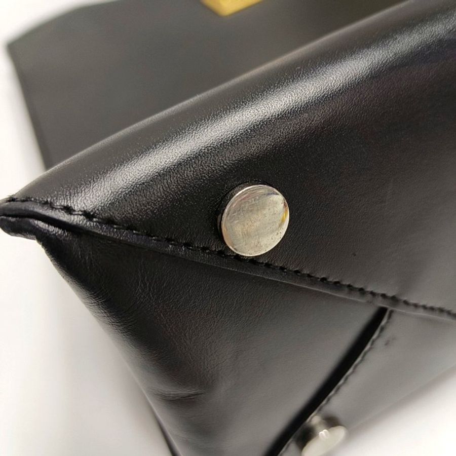 BALENCIAGA托特包黑色牛皮手提包金色銀色五金-13