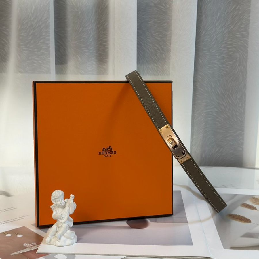 HERMES Kelly釦腰帶 - 灰玫瑰金-0