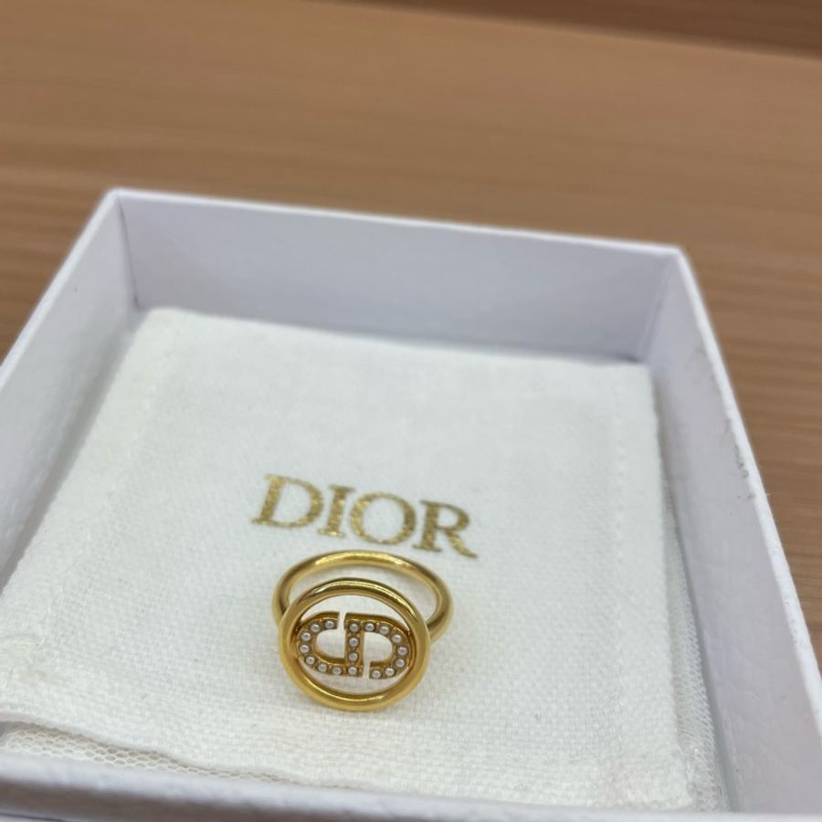 Dior迪奥女士小珍珠CD环金色戒指-0