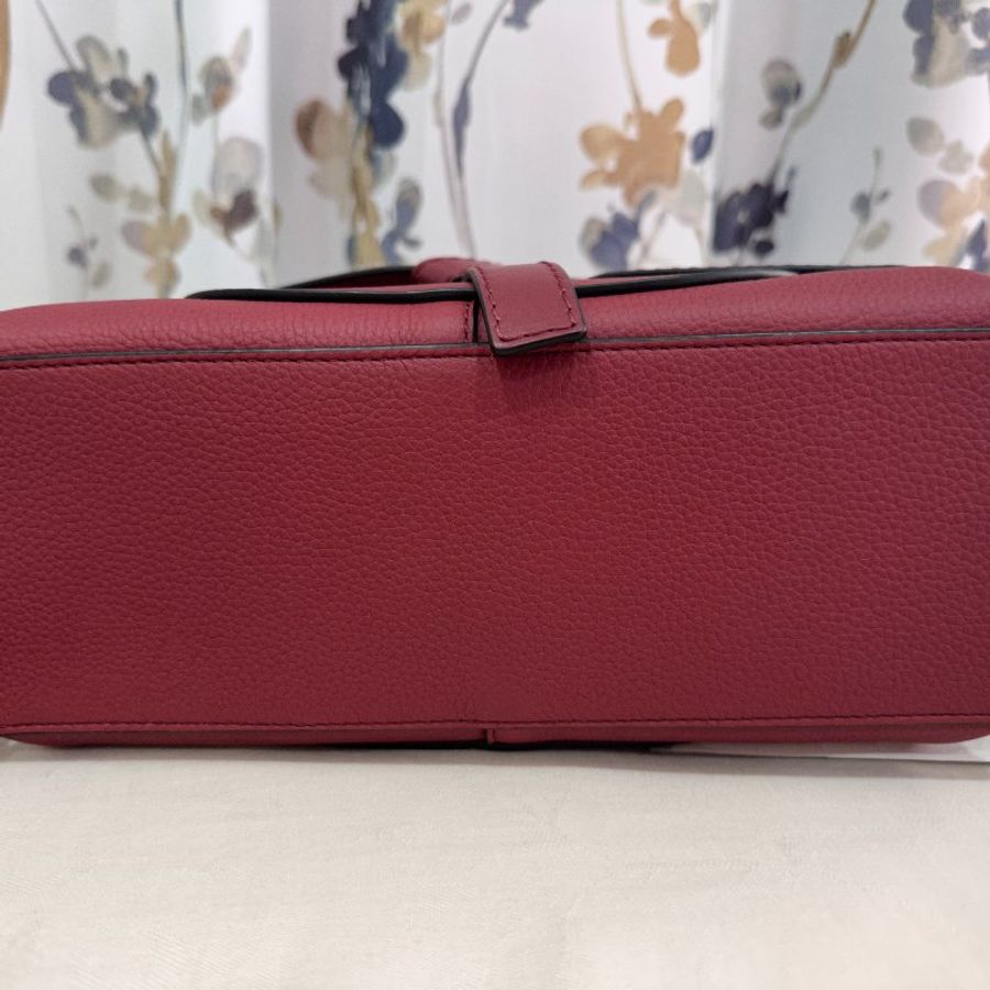 LOEWE 羅威 Gate Top Handle 經典綁結牛皮手提斜背兩用包(酒紅)-3