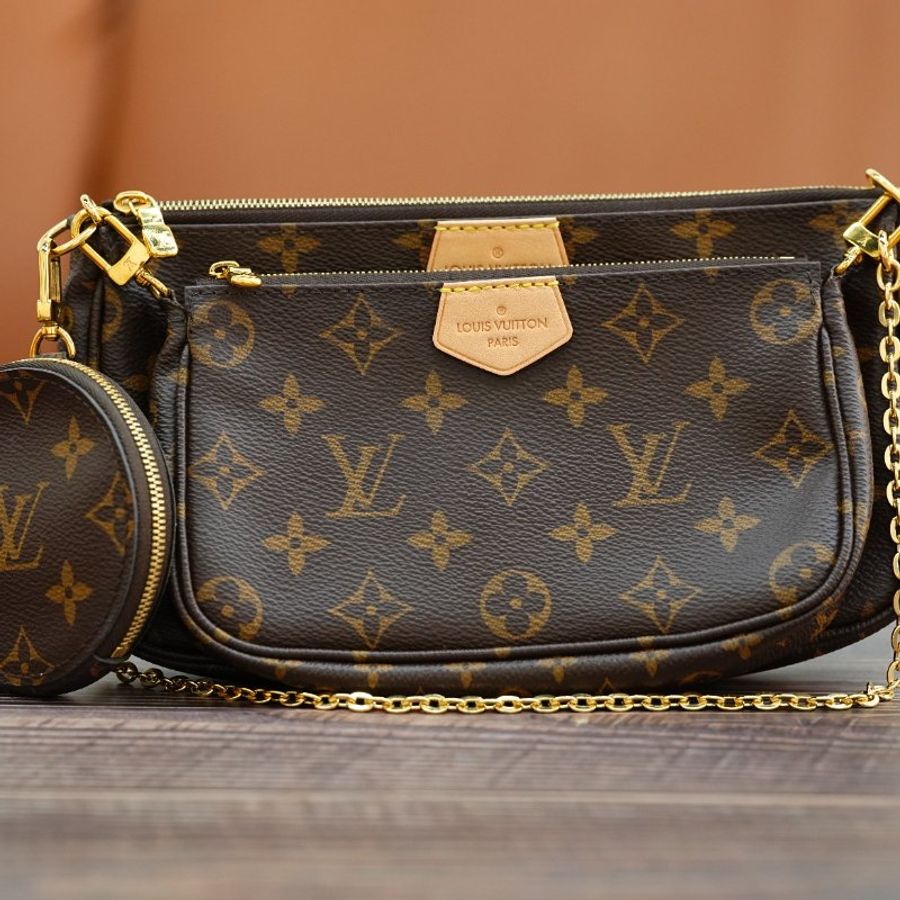 LouisVuitton/路易威登 Monogram Multi Pochette五合一粉色背带 斜背包-1