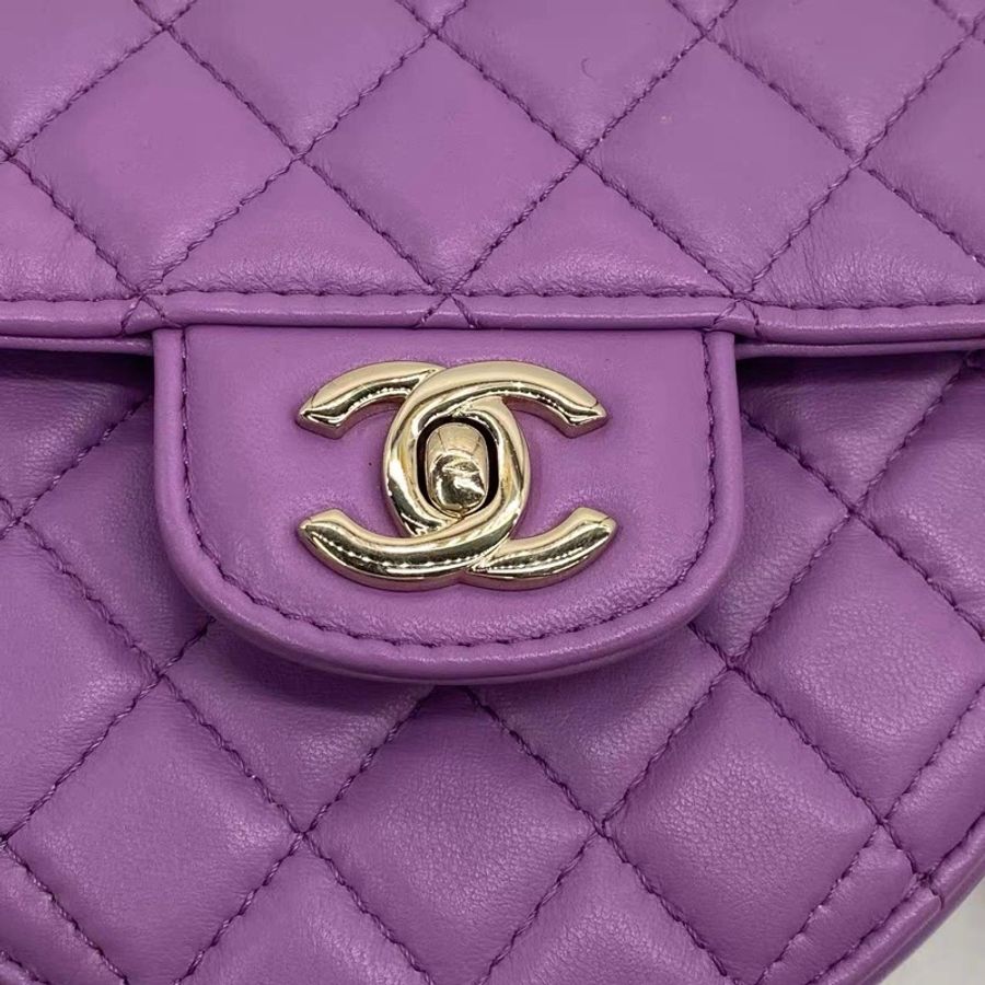 (極罕有) Chanel  紫色 小羊皮 愛心手袋 大號-3