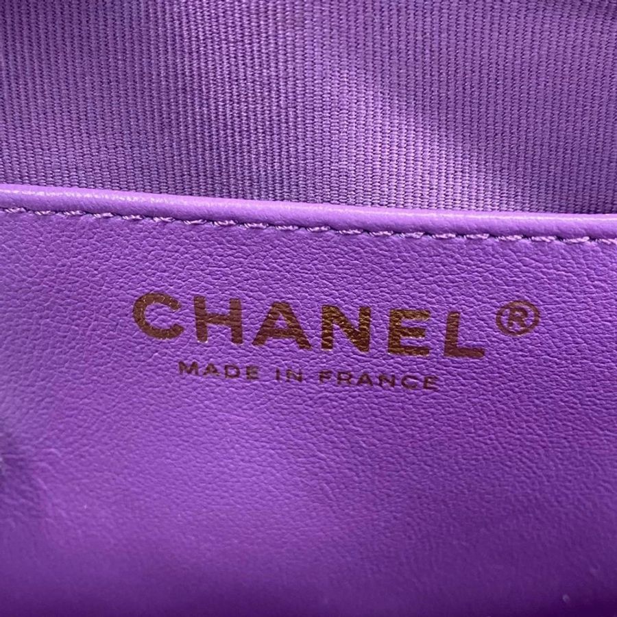 (極罕有) Chanel  紫色 小羊皮 愛心手袋 大號-9