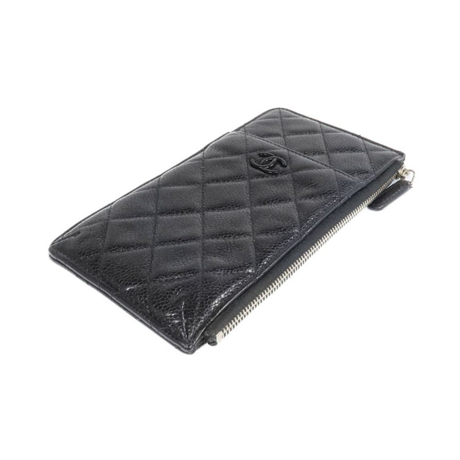 CHANEL 牛皮皮革Phone Zipper Wallet銀扣長錢包-3