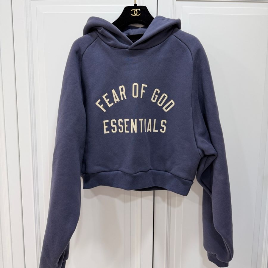 FEAR OF GOD ESSENTIALS Cropped 海軍藍 短版 連帽衫 連帽T 帽T-0