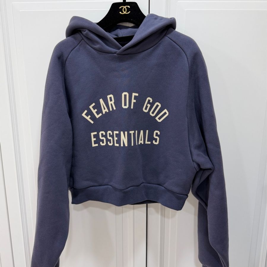 FEAR OF GOD ESSENTIALS Cropped 海軍藍 短版 連帽衫 連帽T 帽T-5