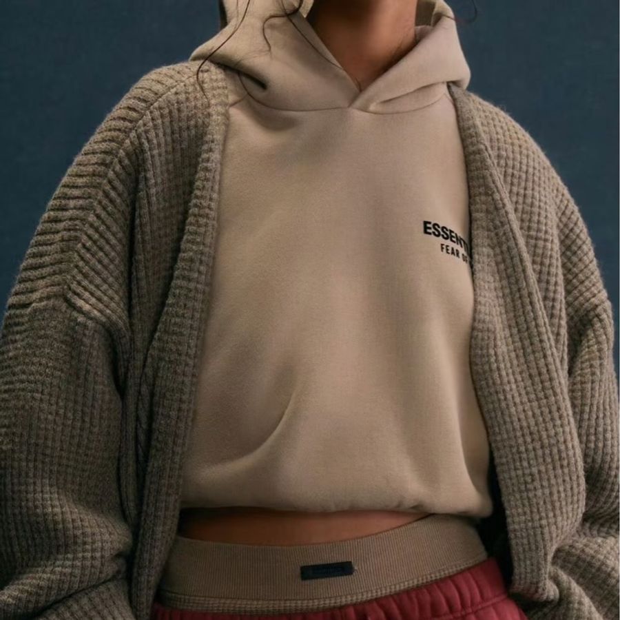 FEAR OF GOD ESSENTIALS Cropped 卡其 短版 連帽衫 連帽T 帽T-3