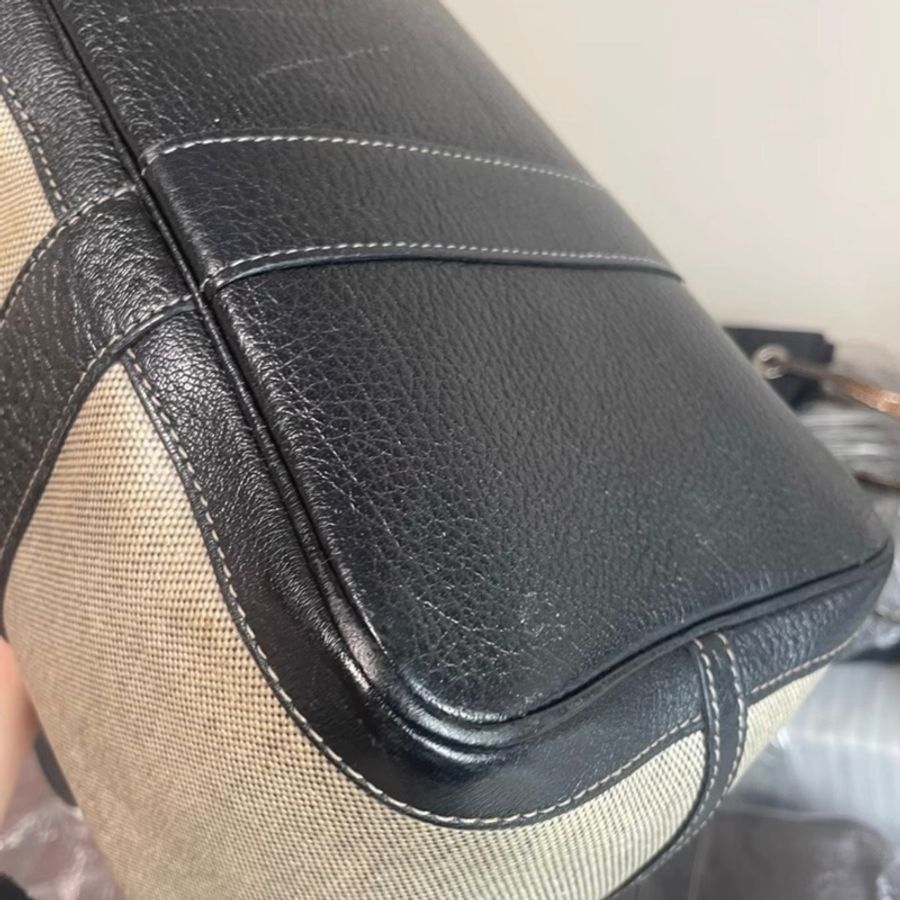 Hermes Garden Party 36 塗層帆布 黑白拼色托特包-11