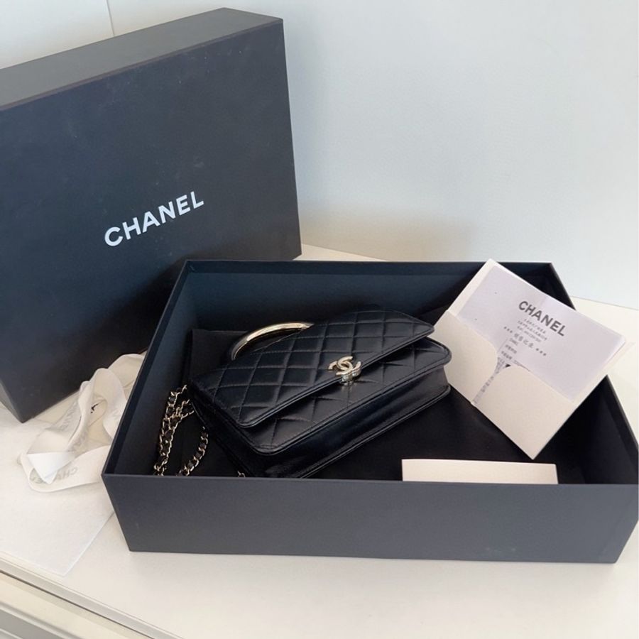 ✨Chanel 黑金handle woc 全套配件 晶片款🖤-8
