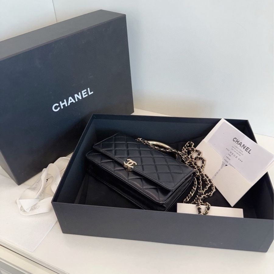 ✨Chanel 黑金handle woc 全套配件 晶片款🖤-9