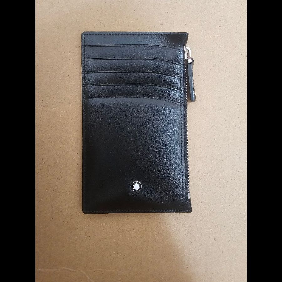 montblanc 萬寶龍 黑色 牛皮 卡夾 名片夾 錢包 零錢包-0