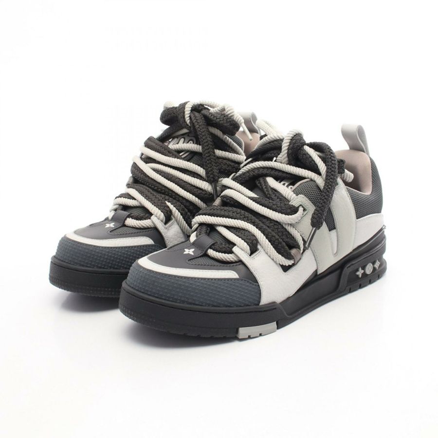 路易威登 LV Skate 系列運動鞋 #7.5 碼 1ABZ47 皮革布料 灰色 二手-0