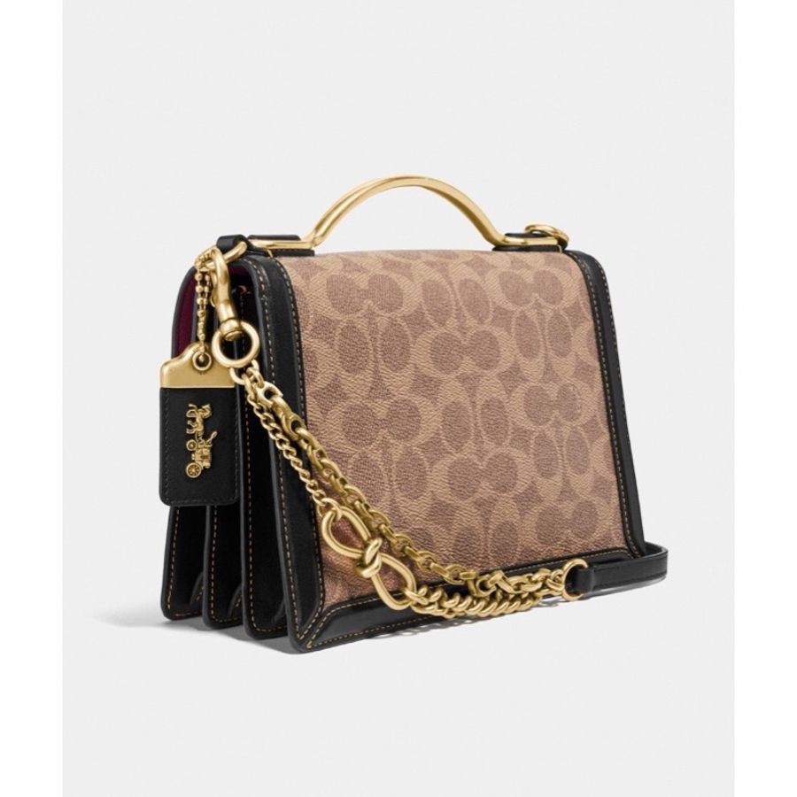 Coach 女士 Riley徽標手提包均碼碼長：22cm，寬：9.5cm，高：16.5cm-1