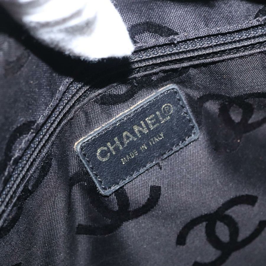 【日本直送】香奈兒 (CHANEL) 野性縫線手提包,黑色皮革,金色雙C標誌,正品 BA9589-18