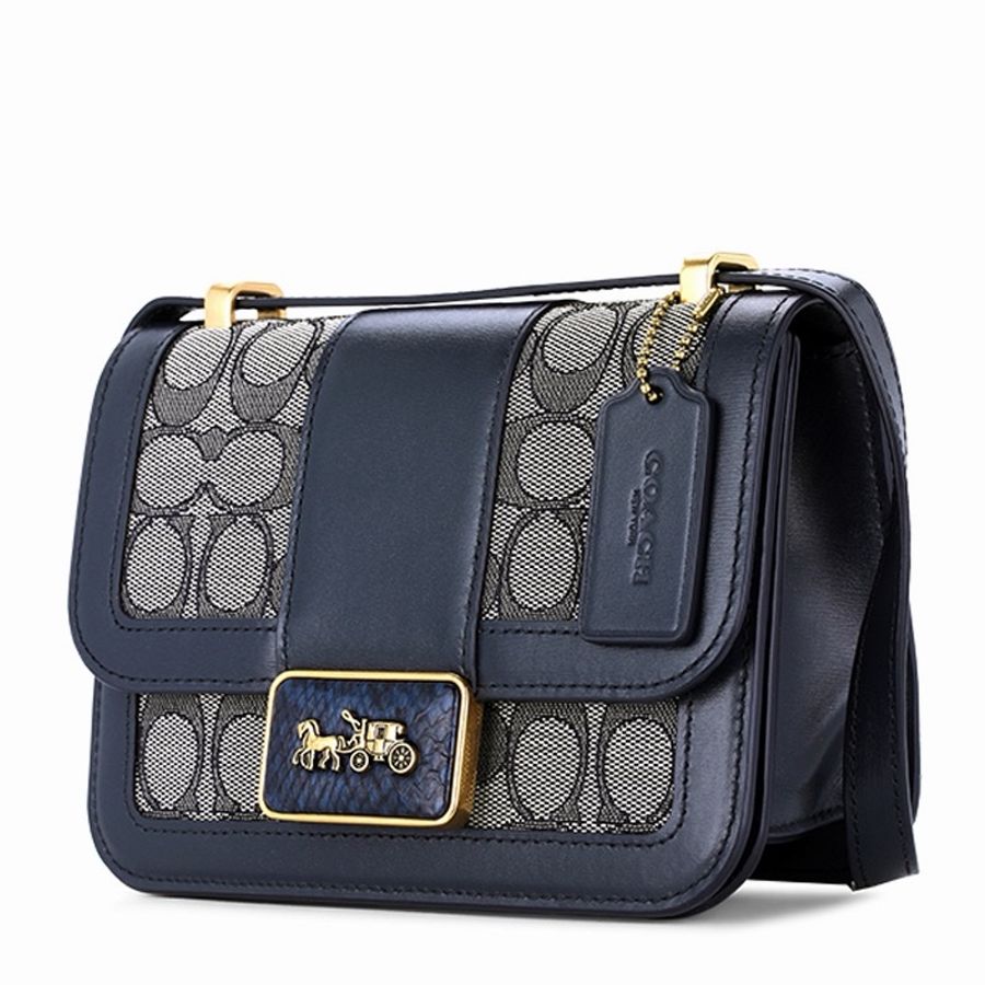 Coach 女士 深藍色徽標提花單肩包均碼碼長:18cm,寬:8cm,高:13.5cm-1