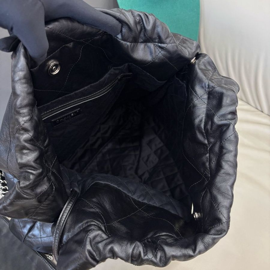 芯片款 香奈兒Chanel黑銀大號22bag鏈條包-8