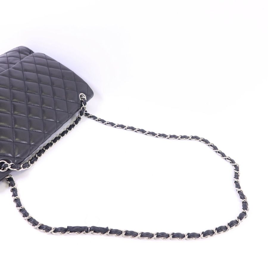 CHANEL 羊皮皮革Maxi Classic銀扣鏈帶肩背袋-7