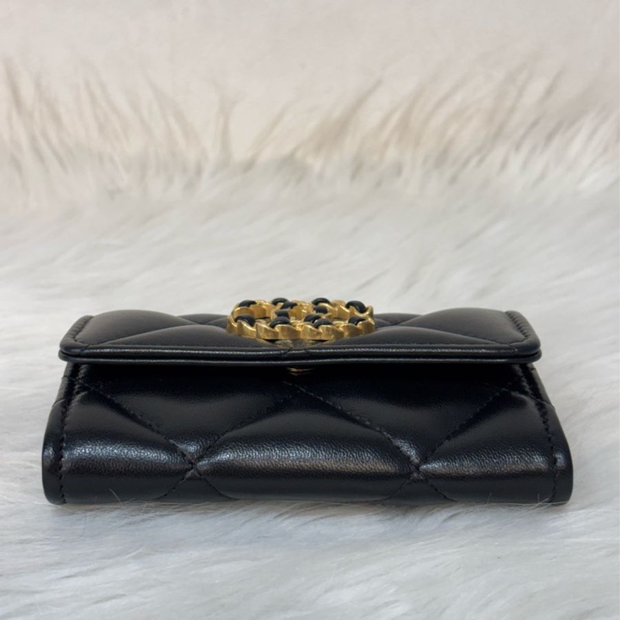 CHANEL AP1790 19系列 黑色羊皮 金釦 信用卡夾 零錢包 名片夾 錢包-4