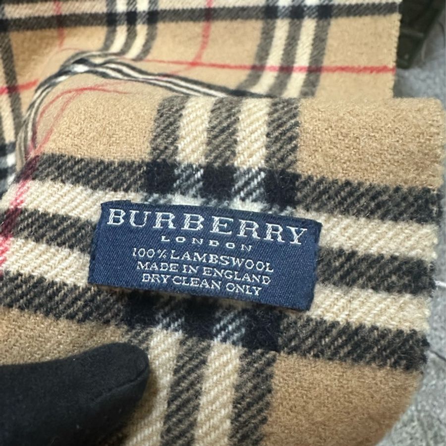 Burberry 經典格紋棕羊毛圍巾-4