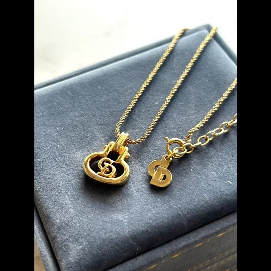 【LA LUNE】中古Dior 金色Logo鎖鑰復古頸鏈 項鏈 首飾飾品 二手 古董 禮物-5