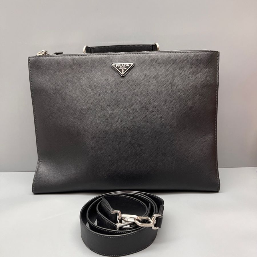 98新Prada 黑色十字紋休閒公文包 尺寸40*29-0