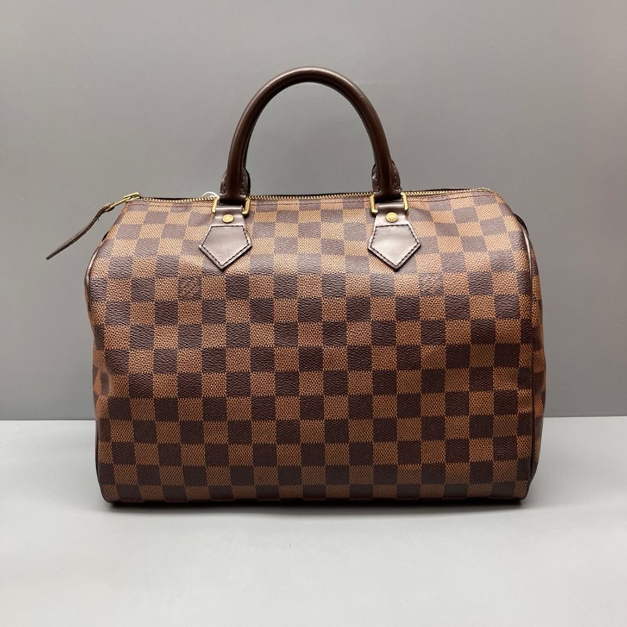 97新Louis Vuitton棕棋盤格speedy 30枕頭包 尺寸30*21-1