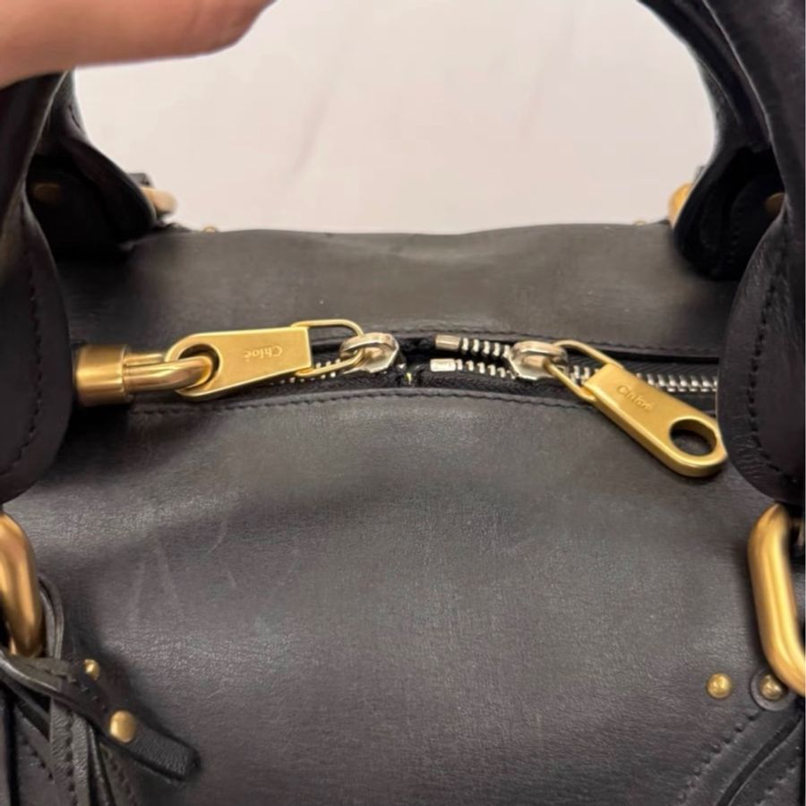 Chloe Paddington鎖頭包牛皮純色旅行手提包 黑色-2